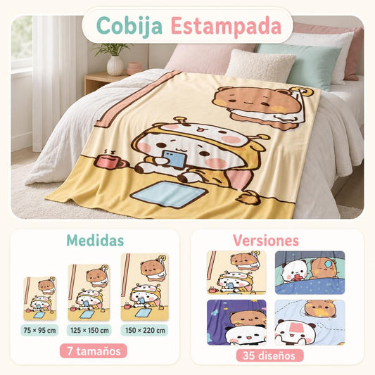 Cobija Estampada Osito y Panda – Varios Tamaños – uso, medidas y versiones