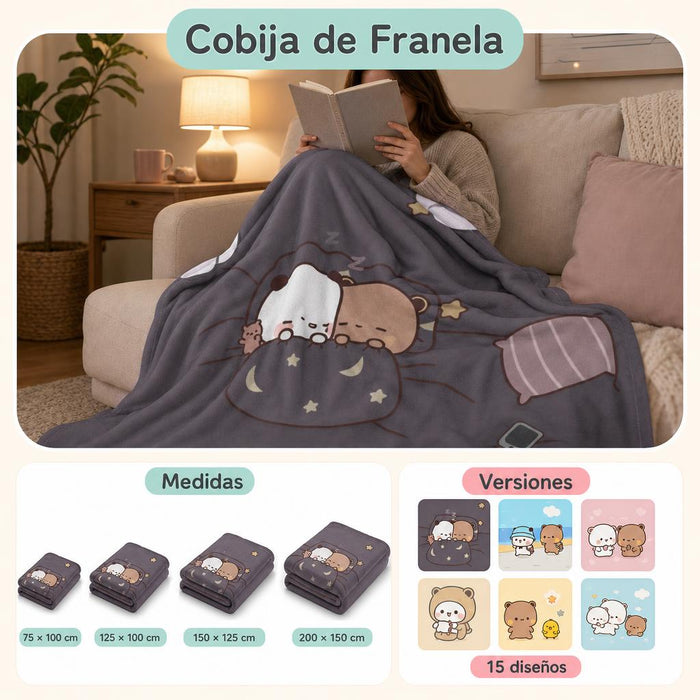 Cobija de Franela Osito y Panda – Súper Suave