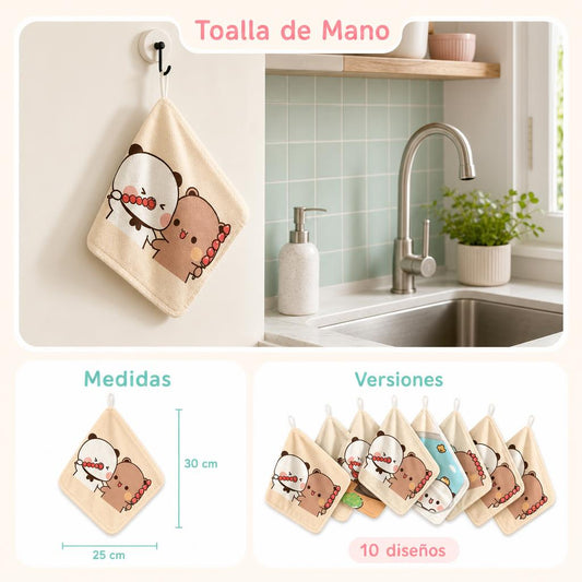 Toalla de Mano para Colgar Osito y Panda – uso, medidas y versiones